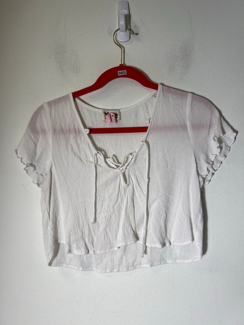 Show Me Your Mumu White Cap Sleeve Crop Top Sz XS